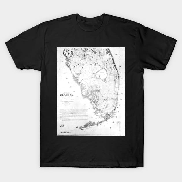 Vintage Map of Southern Florida (1856) T-Shirt by Bravuramedia